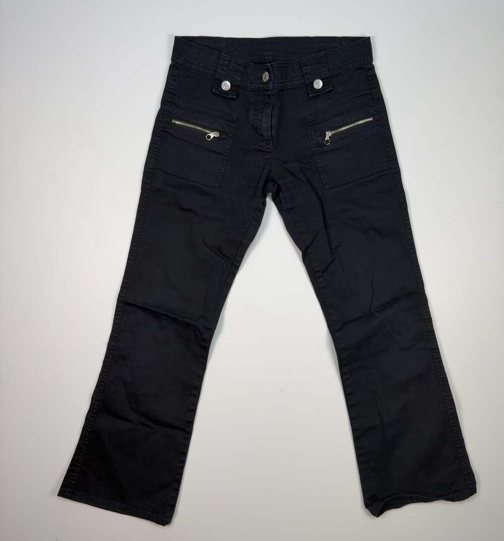 United Colors of Benetton Vintage Y2K Black Zip Pocket Bootcut Cargo Pants